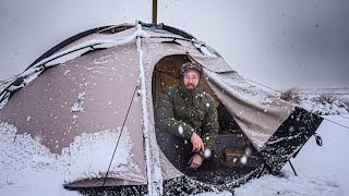 CAMPING in a BLIZZARD - Two Nights SNOW STORM Camping - HOT TENT