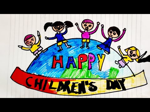 Happy Children's day Easy drawing and coloring for Kids #happychildren  #easydrawing