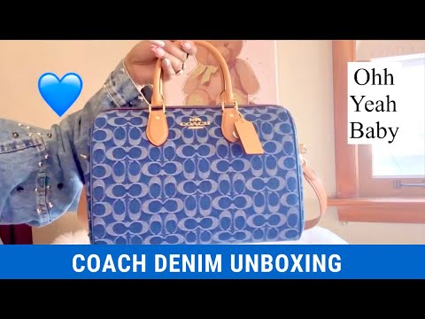 UNBOXING COACH ROWAN LARGE SATCHEL IN SIGNATURE CANVAS & DENIM BAG #handbagunboxing #coachbag #coach