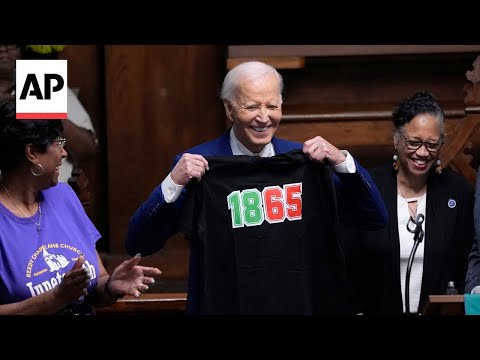 YouTube video thumbnail: Biden Gives Juneteenth Speech at Historic AME Church in Texas