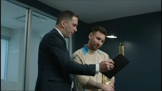 Leo Messi emotional reaction to his family celebrating the World Cup title (Subs in English)