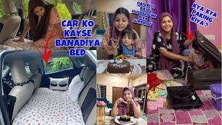 Hum log Chale VACATION pe 🥰 CAR KO banadiya BED | rat k 12 baje kiya birthday celebration #vlog #new