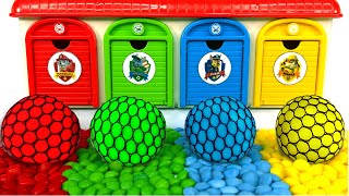 Oddly ASMR Garage | How I Made 4 BIG Slime Stress Balls Mixing Rainbow Beads AND 4 Color ASMR Garage