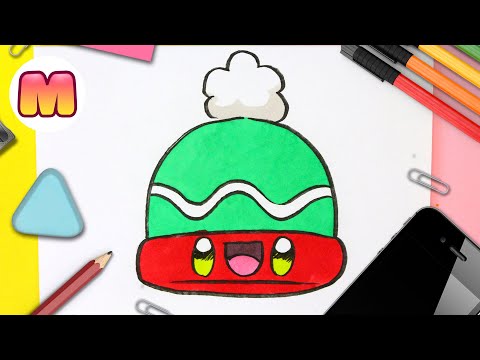 COMO DIBUJAR UN GORRO DE NAVIDAD KAWAII  - Dibujos kawaii faciles - Dibujos para Navidad