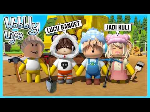 Pertama Kali Aku Adiku Dan Zan Jadi Kuli Bangunan Di Game Wobbly Life ft @Shasyaalala @zanhoof