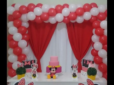 ARCO QUADRADO DE BALÕES  COM 2 CORES TEMA MINNIE   -   square balloon arch with two colors