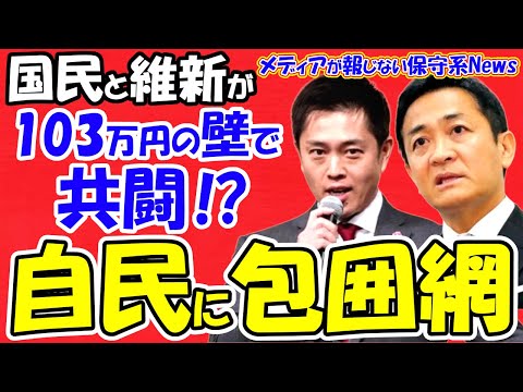 国民と維新が103万円の壁で共闘し自民に包囲網！？自民の両天秤は失敗か！？自民に騙された国民民主が野党寄りへ変化！？宮沢洋一の１２３万円案は詐欺的な減税案だった！！【メディアが報じない保守系News】