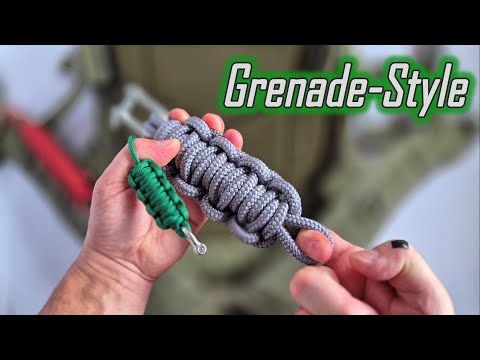 Grenade-Style Paracord Key Fob  Pull Pin to Release Rope Coil