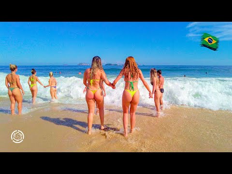 🇧🇷 Hot Summer Day On The Leblon Beach — Rio de Janeiro, Brazil 【 4K UHD 】