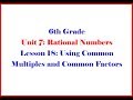 Finding Common Factors and Multiples