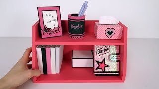 DIY Mini Barbie Cardboard Bookshelf, Notebook, Tissue box, Pen holder, Phone holder