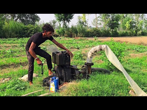 Farmers use water pumps to irrigate their crops and pipes #8hpwaterpump12hplisterdieselengine