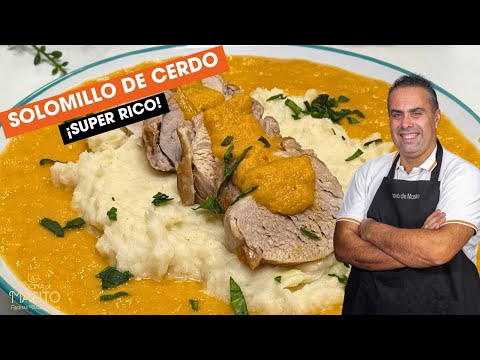 Solomillo de cerdo en salsa y con una guarnición maravillosa