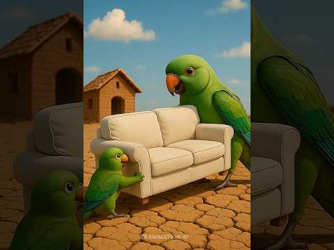 A parrot and it's baby brings a Sofa to their new home ๐ฑ๐ #parrot #ai