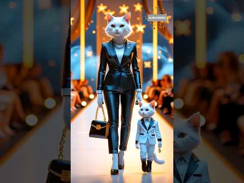 Cats and their cute kitty's stunning look at fashionshow😻#cat#cute#kitty#shorts