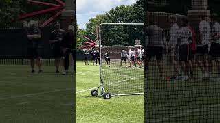 Ohio State quarterback Target Donald Tabron II goes through drills at a Buckeye recruiting camp
