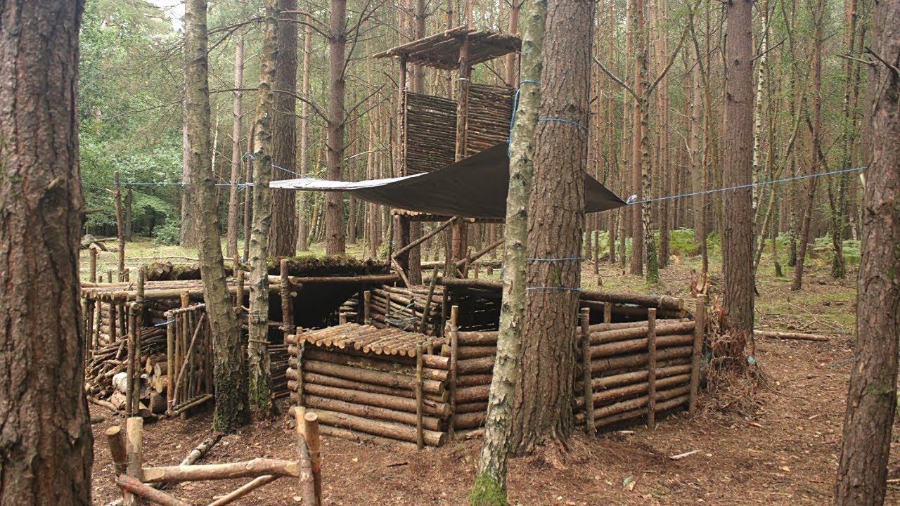 Bushcraft & Fishing - Catch and Cook Smoked Fish at the Log Fort Camp