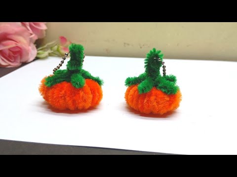 Pipe cleaner keychain | gantungan kunci dari kawat bulu | how to make pumpkin out of pipe cleaner