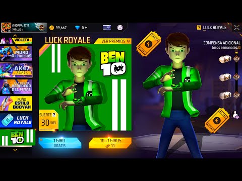 NUEVA* LUCK ROYALE DE ORO EN FREE FIRE con SKIN EXCLUSIVA - BEN 10 x FREE FIRE NUEVA COLABORACIÓN