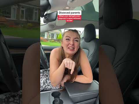 Divorced parents when your dad gets your stepmumโs name tattooed on him ๐#shorts