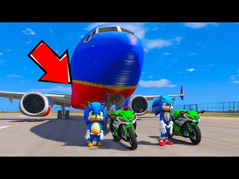 BEBE SONIC FEZ MANOBRAS DE MOTO no AVIAO COM O HOMEM ARANHA no GTA 5