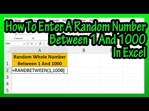 How To Enter, Get, Generate, Insert A Random Number Between 1 And 1000 In Excel Explained