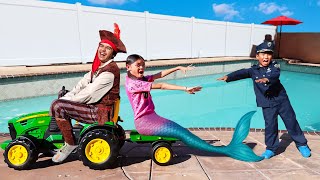 Kaden & Eric Rescue Mermaid Charlotte Adventure! Pirate Jim vs Police Kids