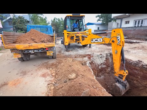 JCB 3DX Plus LC Machine New Big Home Column Box Foundation Dig and Loading Mud in Truck | Jcb video
