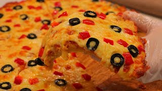 بيتزا المستعجلين!! بيتزا بالعجينه السايله بدون لمس العجينه سهله وسريعه طريقه جديده pizza
