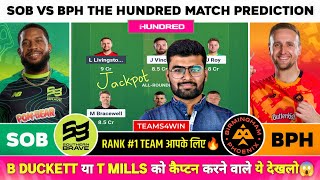 SOB vs BPH Dream11, SOB vs BPH Dream11 Prediction, SOB vs BPH Team Today, The Hundred