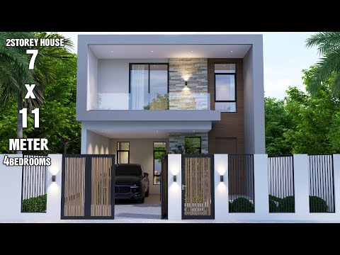 Modern and Simple House Design | 2Storey House | 7 x 11 Meters with 4Bedrooms
