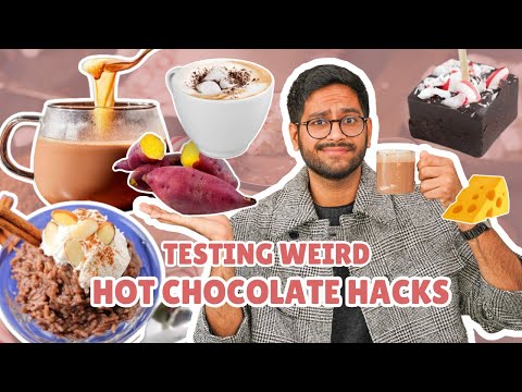 OMG 😱 TESTING WEIRD HOT CHOCOLATE HACKS...CHAI HOT CHOCOLATE, RICE PUDDING HOT CHOCOLATE & MANY MORE