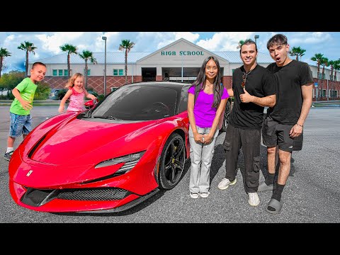 Picking Our Little Sister Up From School In A Ferrari SF90!