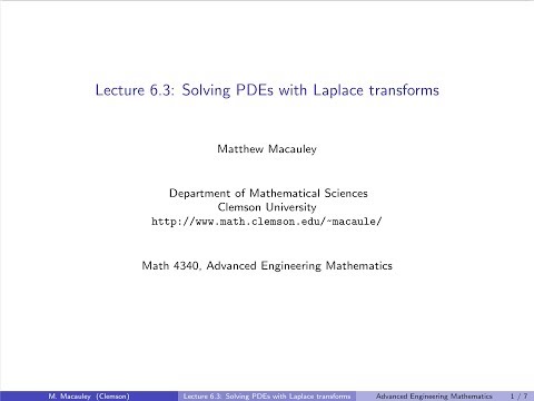 Advanced Engineering Mathematics, Lecture 6.3: Solving...