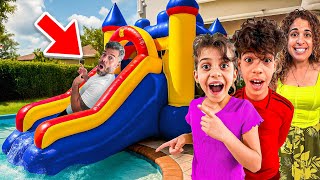 SORPRENDO a MI FAMILIA con un INFLABLE GIGANTE en la PISCINA|4PLUSONE