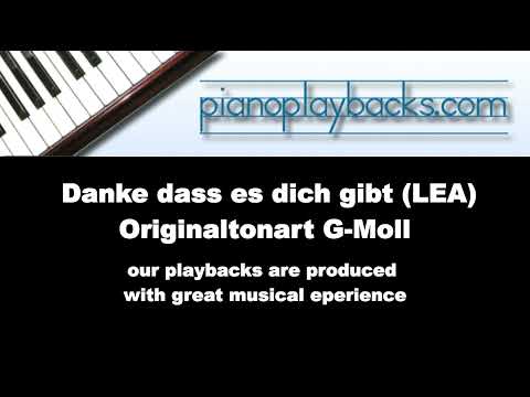 Danke dass es dich gibt (LEA Cover) Piano Playback Instrumental Demo Originaltonart G-Moll