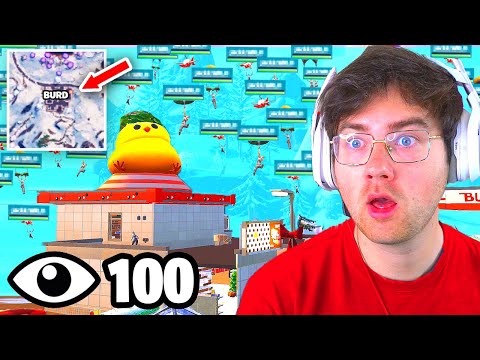 I Got 100 Players To Land at BURD in Fortnite (smallest location)