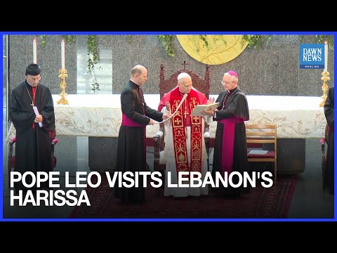 YouTube video thumbnail: 'A Lifetime Opportunity': Worshippers Celebrate Pope Leo's Historic Visit to Lebanon's Harissa
