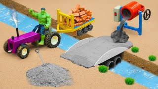 DIY Mini Tractor Transports Bricks to Build a Concrete Bridge | Mechanical Science Project