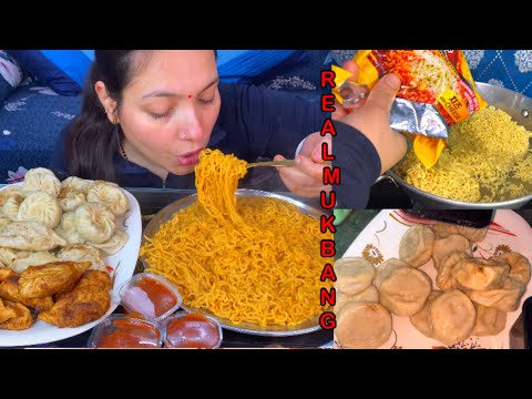 REAL MUKBANG :) Eating Spicy🔥 Cheesy Shin Ramyan Noodles, Paneer Momo, Fried Momo, Doritos Asmr Show