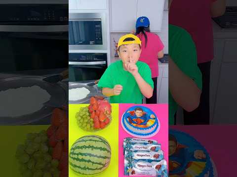Haagen-Dazs vs superman cake ice cream challenge!🍨 #funny by Ethan Funny Family