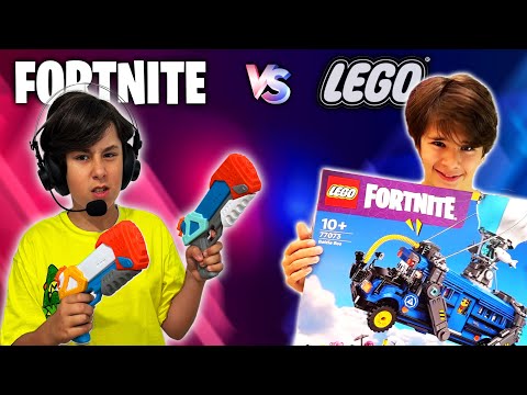 RETO!!  Ganar en FORTNITE Vs. Construir LEGO!! Dani y Evan