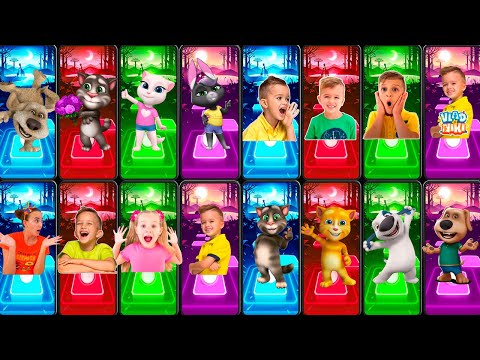 Vlad & Niki 🆚 My Talking Tom - Tom 🆚 Ginger 🆚 Hank 🆚 Ben 🎶 Tiles Hop EDM Rush