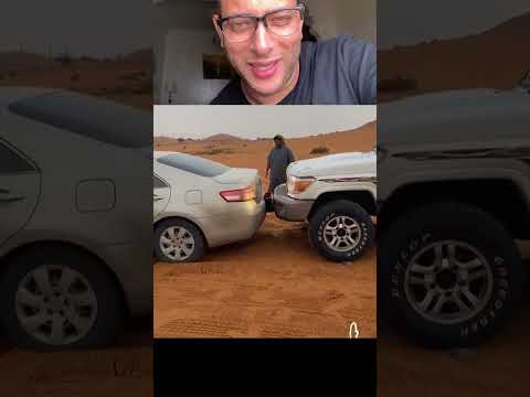 تحدي سحب سيارة في صحراء سعودية #chorts