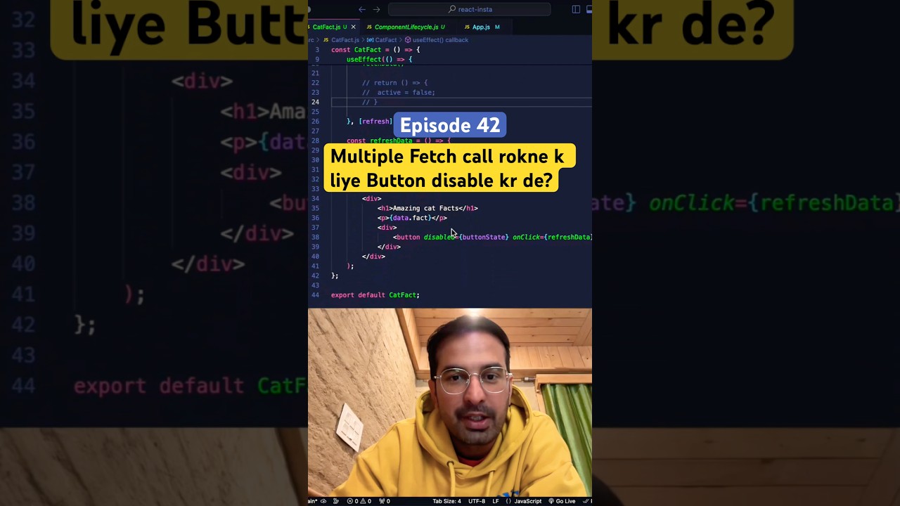 Fetch call k time button disable kaise kre? 😅 #reactjs #reactjstutorial