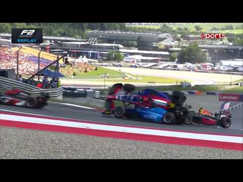 ACIDENTE IMPRESSIONANTE NA F2: PILOTO CAPOTA APÓS ACIDENTE TRIPLO NO GP DA ÁUSTRIA