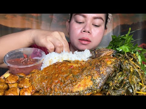 nikmat nya ,gulai ikan nila pucuk ubi jengkol luta sambal tersai lalaban Mukbang