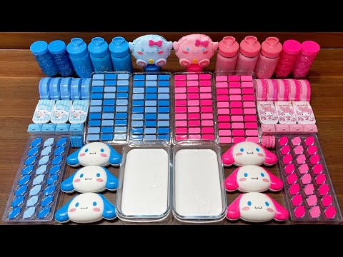 PINK vs BLUE CINNAMOROLL I Mixing Random into GLOSSY Slime I Satisfying Slime #928