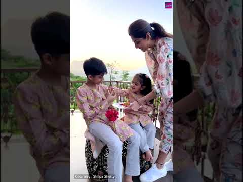Shilpa Shetty Daughter Bhai Dooj With Viaan Kundra Cute 🥰 They Are 😍🥰#shorts