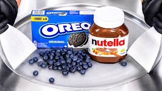 ASMR | Ice Cream Rolls - Oreo, Nutella And Blueberry Flavor